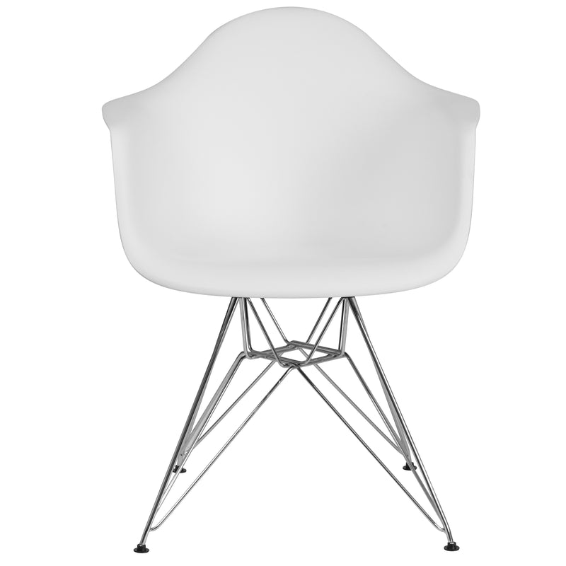 Alonza Series White Plastic Chair with Chrome Base