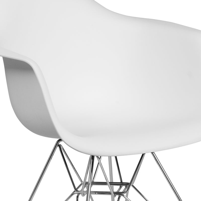 Alonza Series White Plastic Chair with Chrome Base