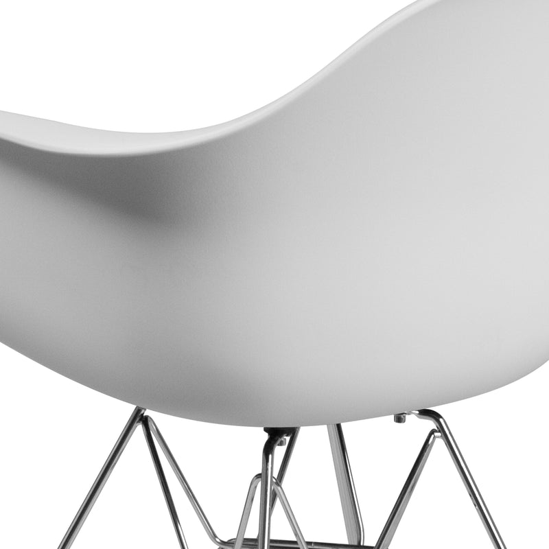 Alonza Series White Plastic Chair with Chrome Base