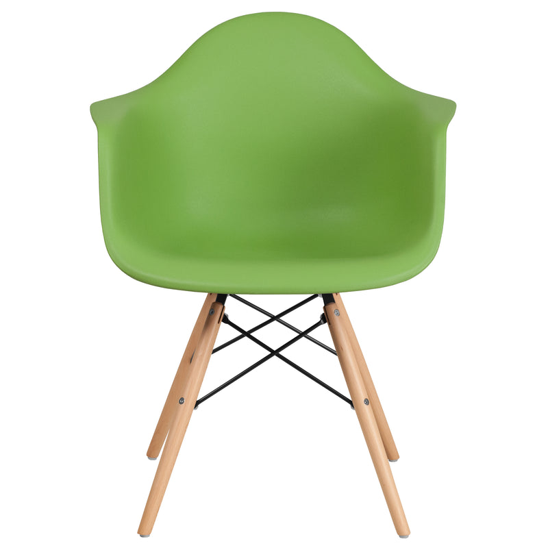 Alonza Series Green Plastic Chair with Wooden Legs