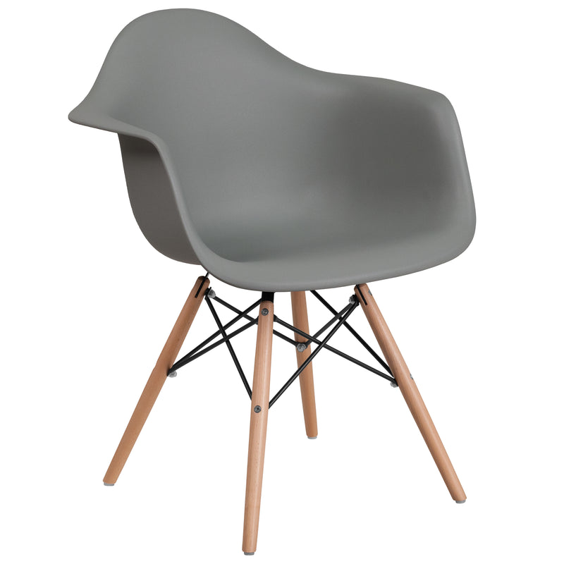 Alonza Series Moss Gray Plastic Chair with Wooden Legs