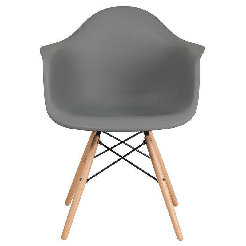 Alonza Series Moss Gray Plastic Chair with Wooden Legs