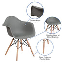 Alonza Series Moss Gray Plastic Chair with Wooden Legs