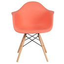 Alonza Series Peach Plastic Chair with Wooden Legs