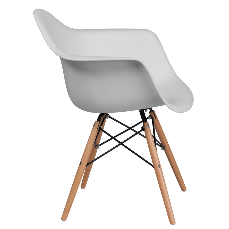 Alonza Series White Plastic Chair with Wooden Legs