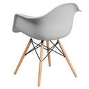 Alonza Series White Plastic Chair with Wooden Legs