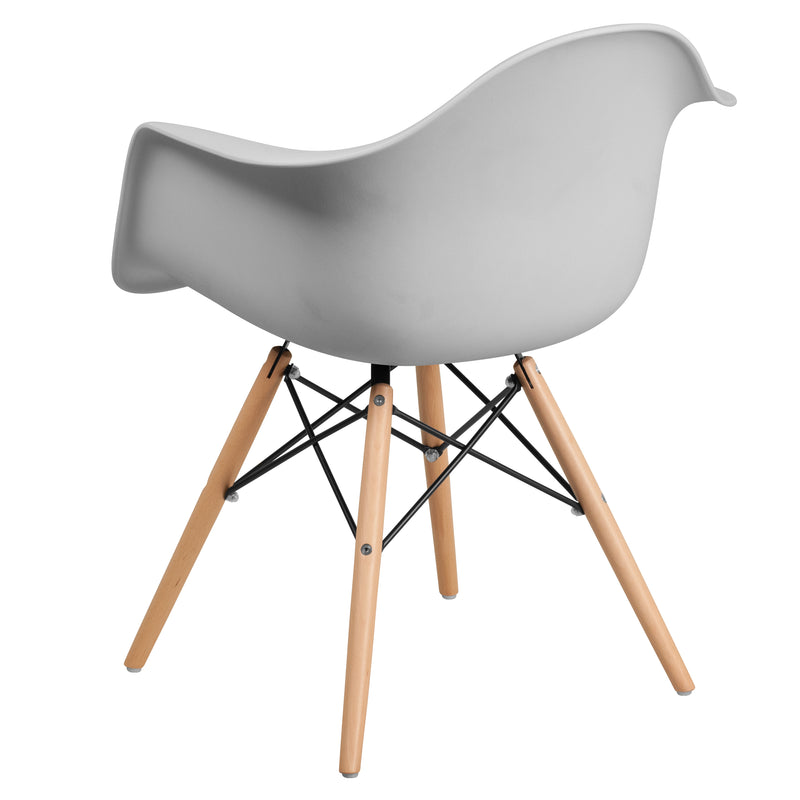 Alonza Series White Plastic Chair with Wooden Legs