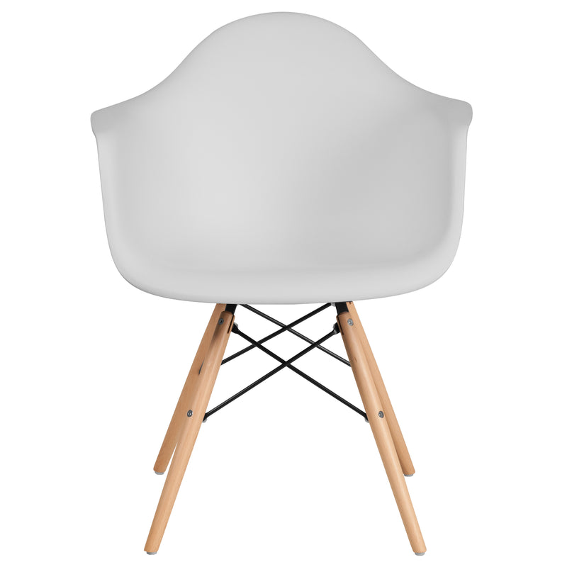 Alonza Series White Plastic Chair with Wooden Legs