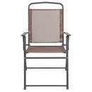 Nantucket 6 Piece Brown Patio Garden Set with Umbrella Table and Set of 4 Folding Chairs