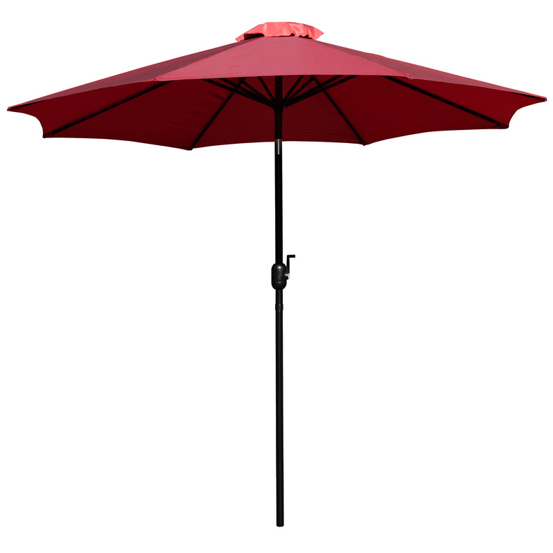 Red 9 FT Round Umbrella with 1.5" Diameter Aluminum Pole with Crank and Tilt Function