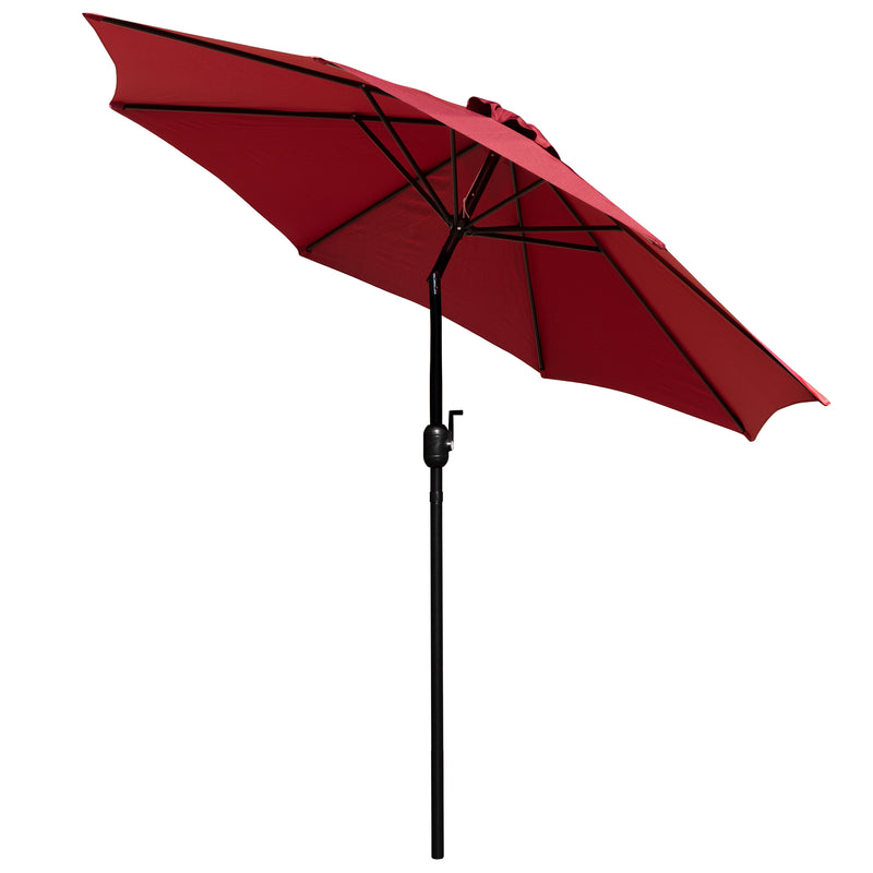 Red 9 FT Round Umbrella with 1.5" Diameter Aluminum Pole with Crank and Tilt Function