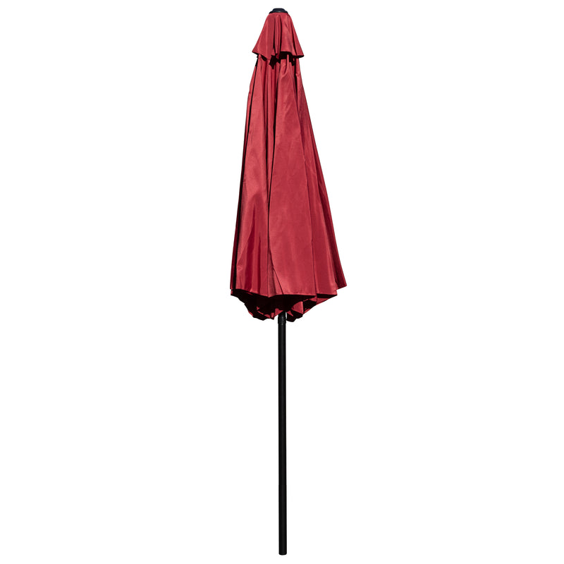 Red 9 FT Round Umbrella with 1.5" Diameter Aluminum Pole with Crank and Tilt Function