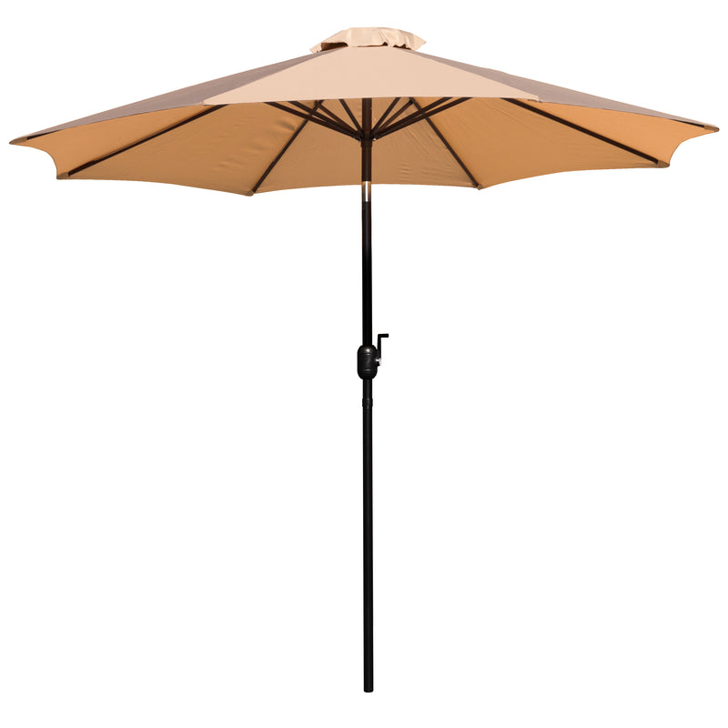 Tan 9 FT Round Umbrella with 1.5" Diameter Aluminum Pole with Crank and Tilt Function