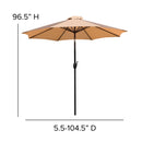 Tan 9 FT Round Umbrella with 1.5" Diameter Aluminum Pole with Crank and Tilt Function