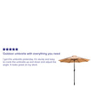 Tan 9 FT Round Umbrella with 1.5" Diameter Aluminum Pole with Crank and Tilt Function