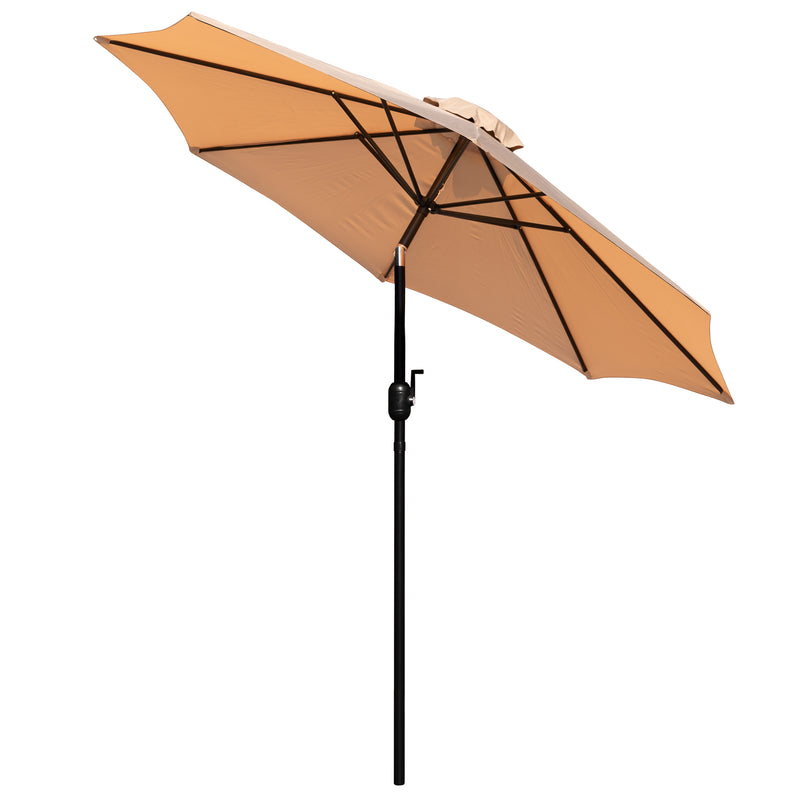 Tan 9 FT Round Umbrella with 1.5" Diameter Aluminum Pole with Crank and Tilt Function