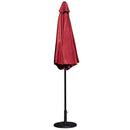 Red 9 FT Round Umbrella with Crank and Tilt Function and Standing Umbrella Base