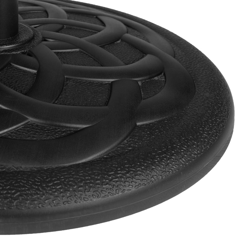 Universal Black Cement Patio Umbrella Base with Weatherproof Plastic Polymer Coating - 19.25" Diameter