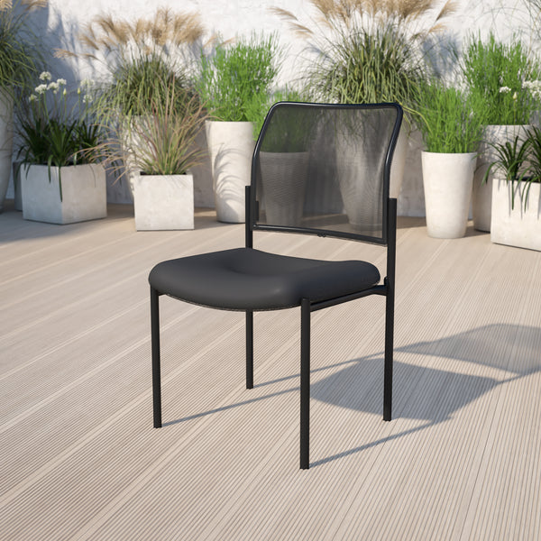 Comfort Black Mesh Stackable Steel Side Chair