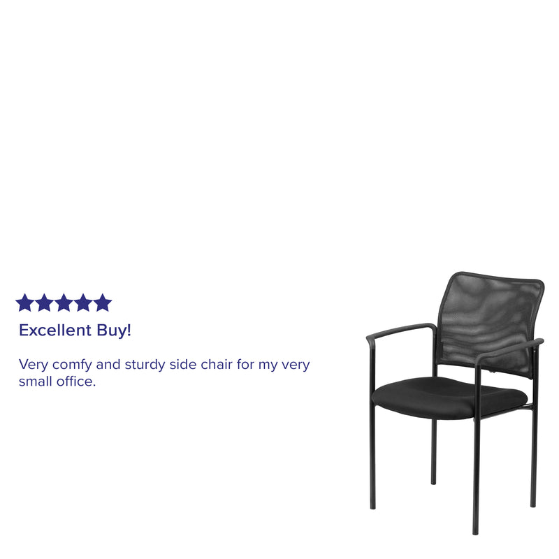 Comfort Black Mesh Stackable Steel Side Chair with Arms