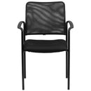 Comfort Black Mesh Stackable Steel Side Chair with Arms