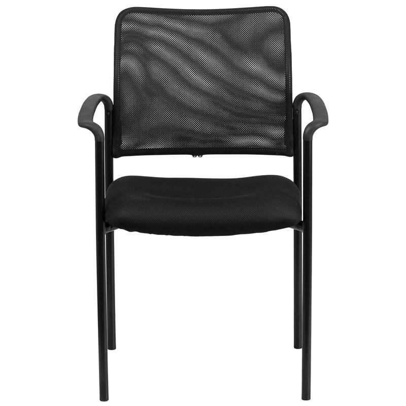 Comfort Black Mesh Stackable Steel Side Chair with Arms