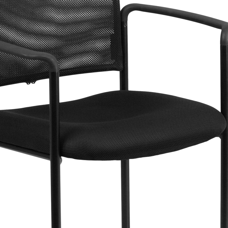 Comfort Black Mesh Stackable Steel Side Chair with Arms