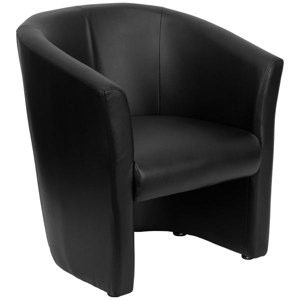 Black LeatherSoft Barrel-Shaped Guest Chair