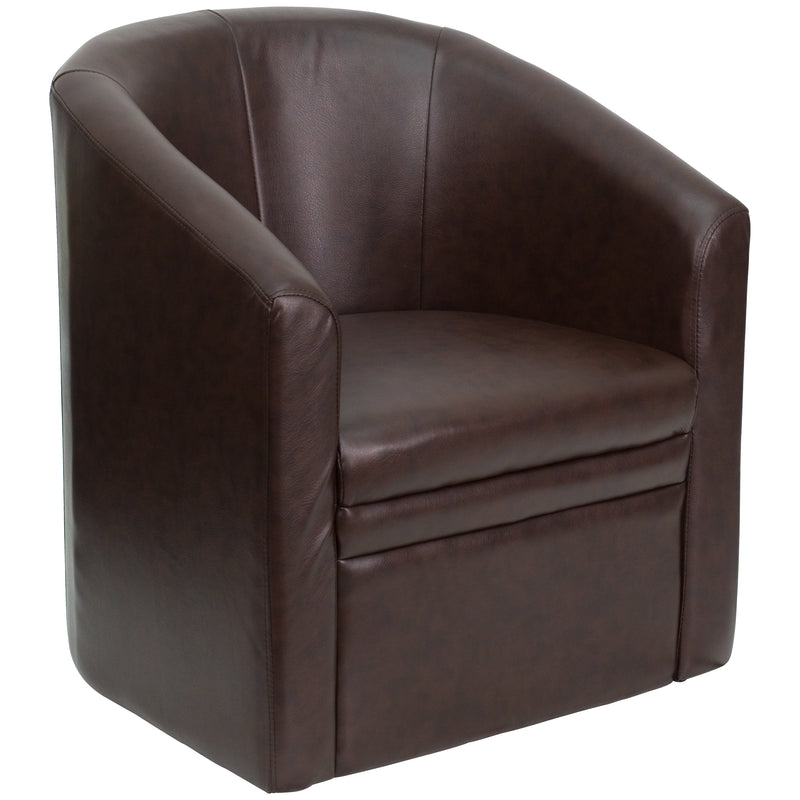 Brown LeatherSoft Barrel-Shaped Guest Chair