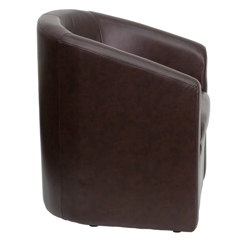 Brown LeatherSoft Barrel-Shaped Guest Chair