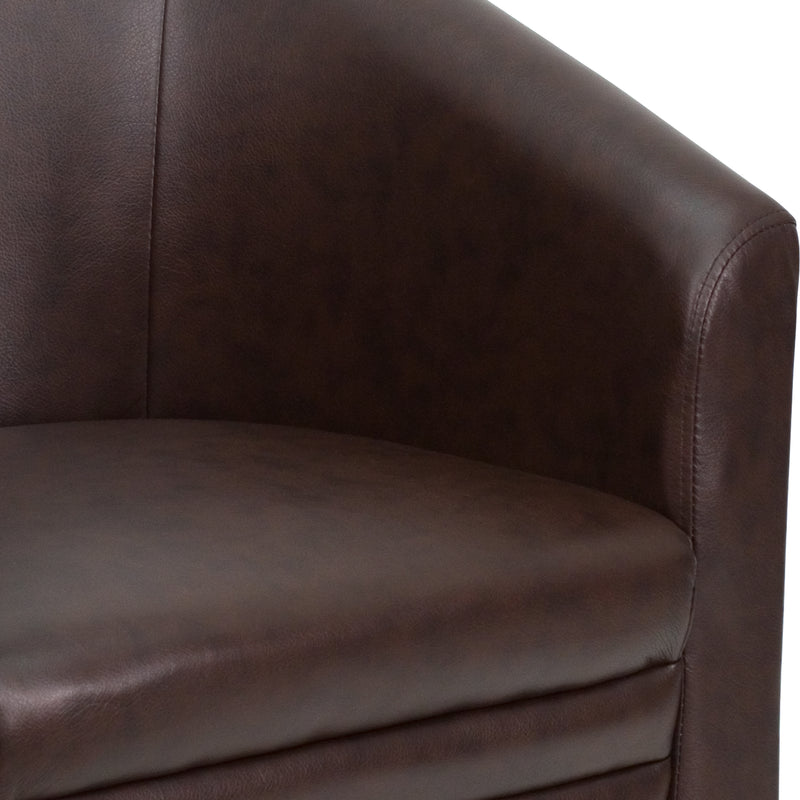 Brown LeatherSoft Barrel-Shaped Guest Chair