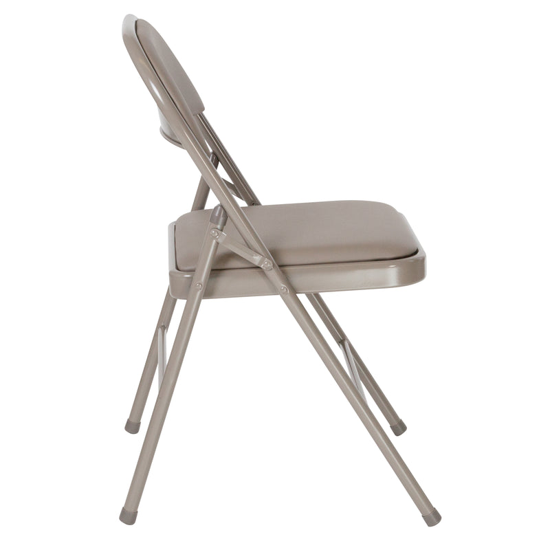 SINGLEWAVE Series Double Braced Gray Vinyl Folding Chair