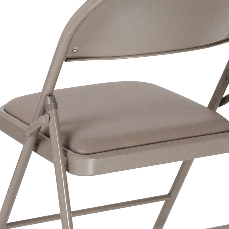 SINGLEWAVE Series Double Braced Gray Vinyl Folding Chair