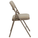 SINGLEWAVE Series Curved Triple Braced & Double Hinged Beige Vinyl Metal Folding Chair