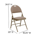 SINGLEWAVE Series Ultra-Premium Triple Braced Beige Fabric Metal Folding Chair with Easy-Carry Handle