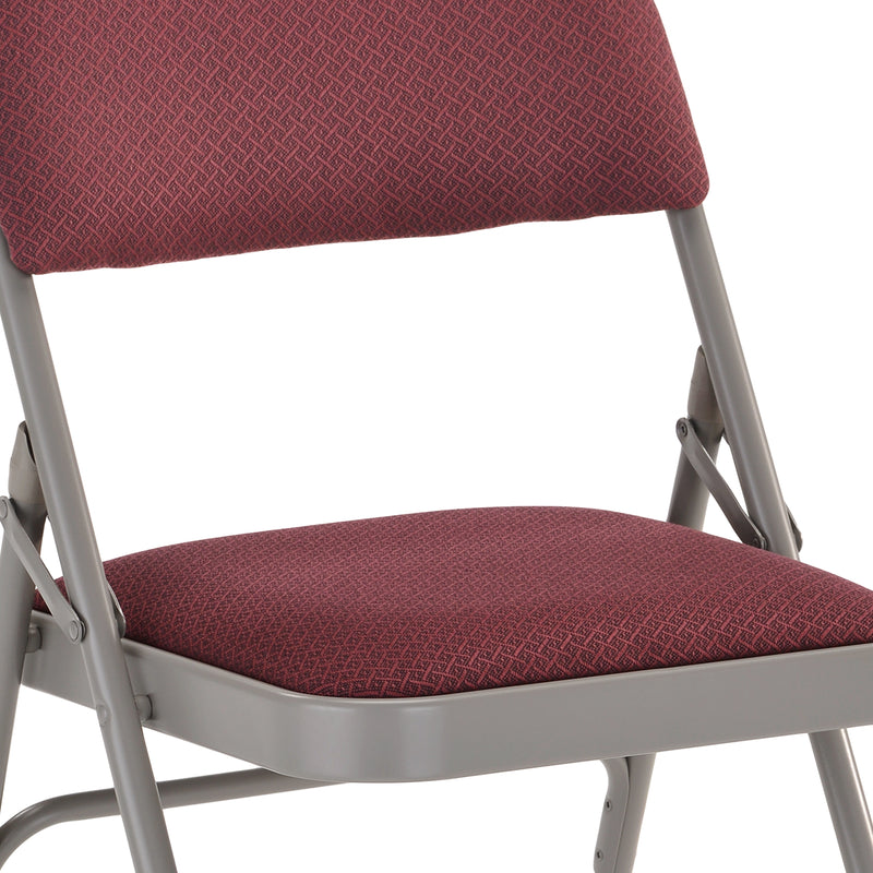 SINGLEWAVE Series Ultra-Premium Triple Braced Burgundy Fabric Metal Folding Chair with Easy-Carry Handle