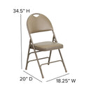 SINGLEWAVE Series Ultra-Premium Triple Braced Beige Vinyl Metal Folding Chair with Easy-Carry Handle