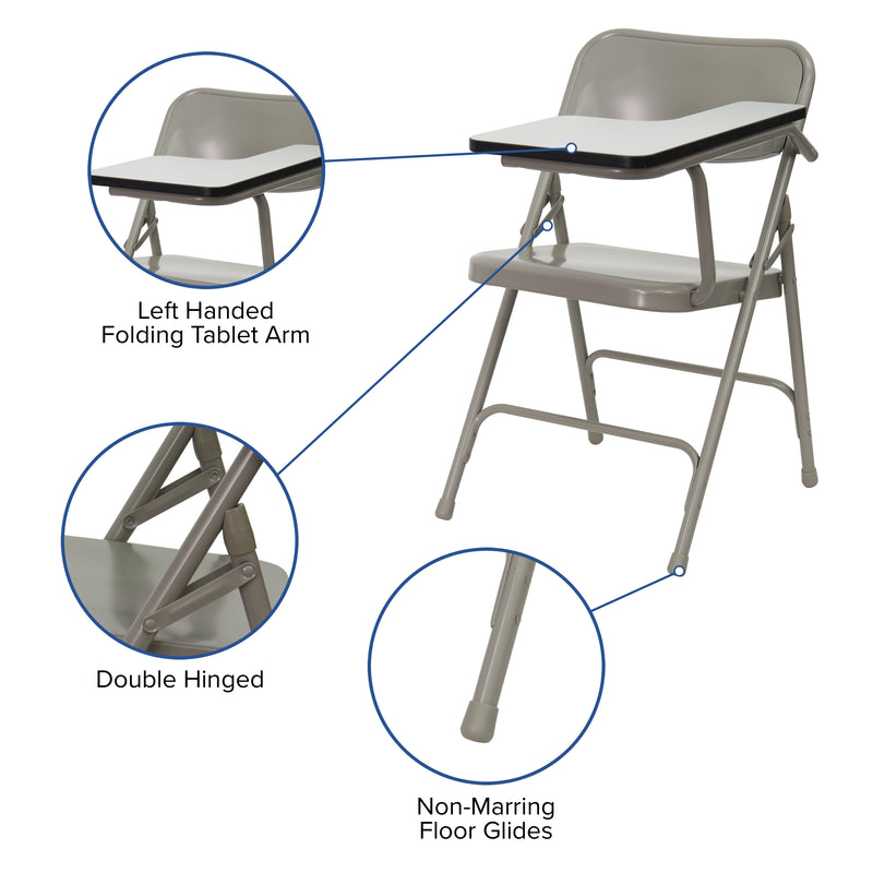 Premium Steel Folding Chair with Left Handed Tablet Arm