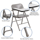 Premium Steel Folding Chair with Right Handed Tablet Arm