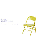 SINGLEWAVE COLORBURST Series Twisted Citron Triple Braced & Double Hinged Metal Folding Chair