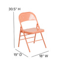 SINGLEWAVE COLORBURST Series Sedona Coral Triple Braced & Double Hinged Metal Folding Chair