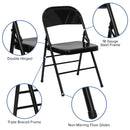 SINGLEWAVE Series Triple Braced & Double Hinged Black Metal Folding Chair