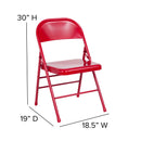SINGLEWAVE Series Triple Braced & Double Hinged Red Metal Folding Chair
