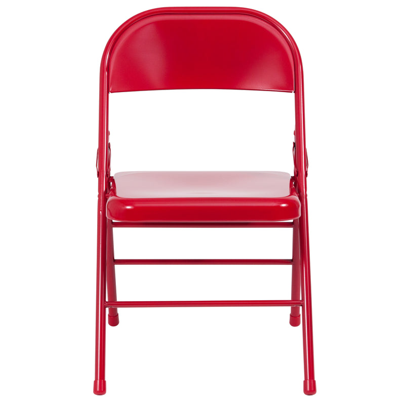 SINGLEWAVE Series Triple Braced & Double Hinged Red Metal Folding Chair