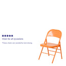 SINGLEWAVE COLORBURST Series Orange Marmalade Triple Braced & Double Hinged Metal Folding Chair