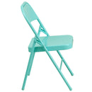 SINGLEWAVE COLORBURST Series Tantalizing Teal Triple Braced & Double Hinged Metal Folding Chair