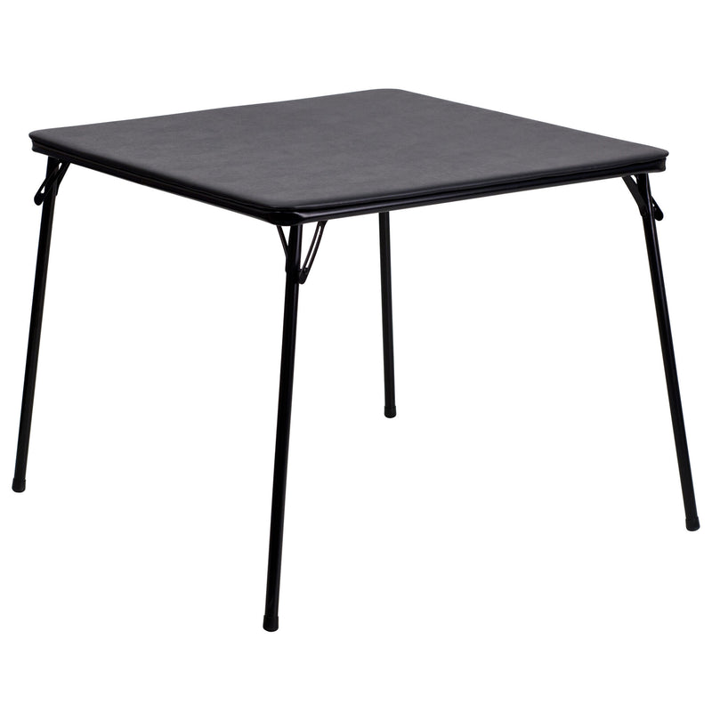 5 Piece Black Folding Card Table and Chair Set