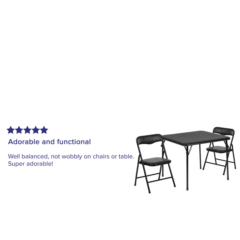 Kids Black 3 Piece Folding Table and Chair Set