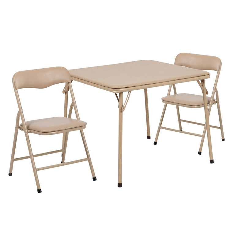 Kids Tan 3 Piece Folding Table and Chair Set