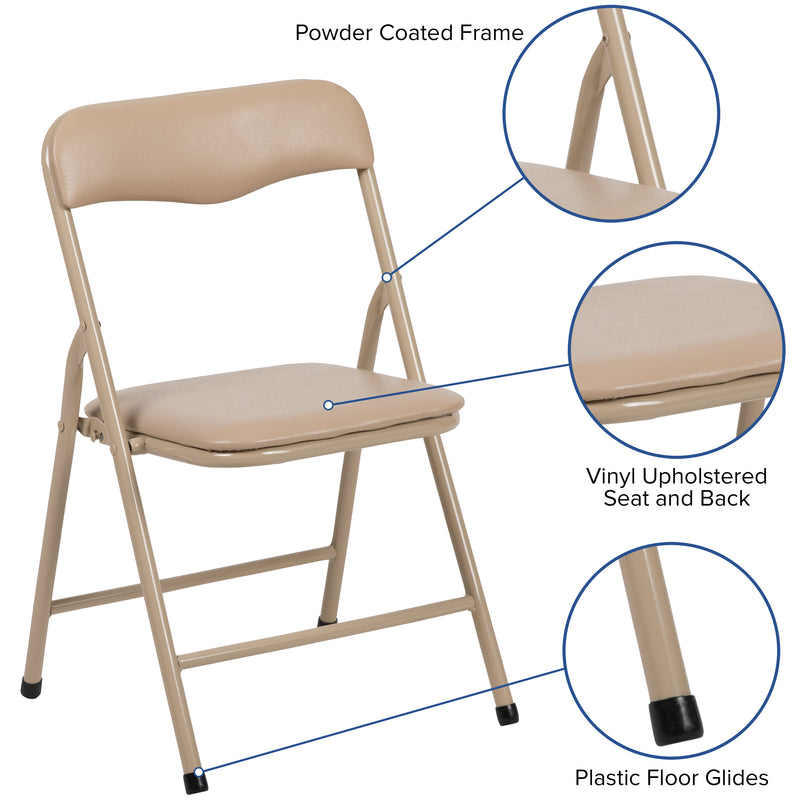 Kids Tan 3 Piece Folding Table and Chair Set